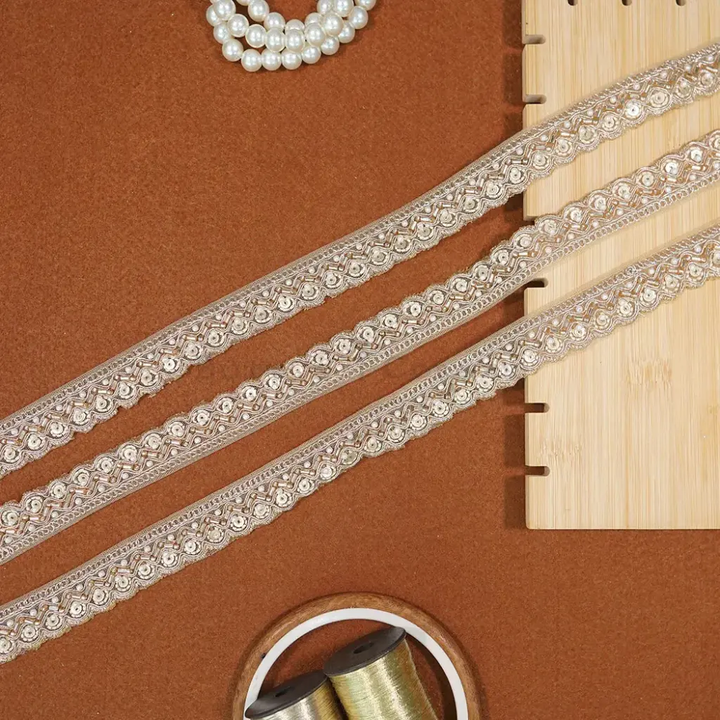 Fancy Metallic Yarn, Glass Beads, Sequence Lace