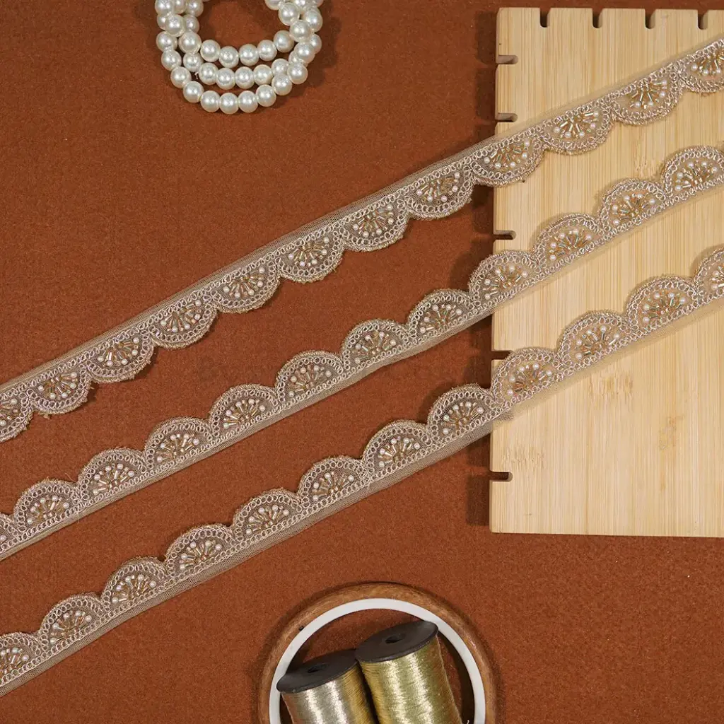 Fancy Metallic Yarn, Glass Beads, Sequence Lace