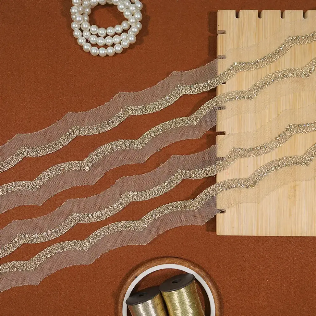 Fancy Metallic Yarn, Crystals Lace