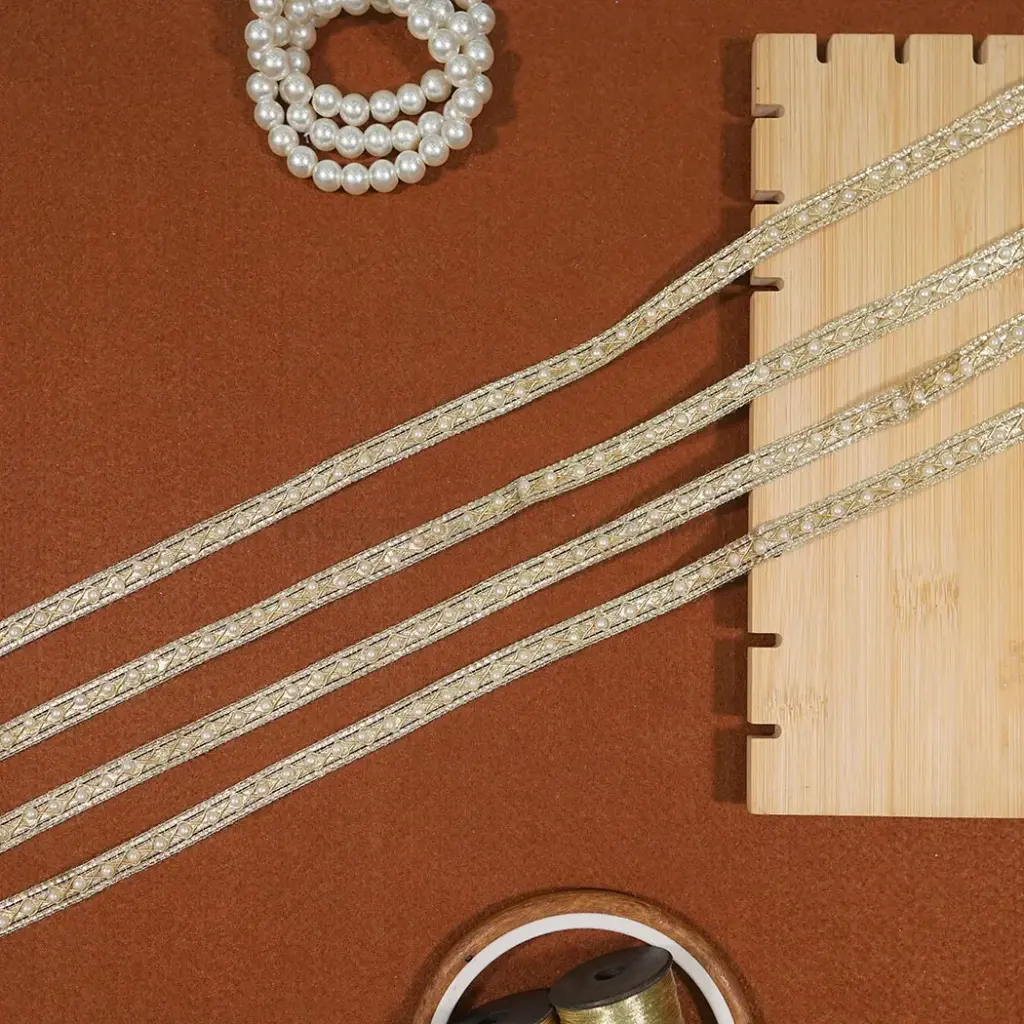 Fancy Metallic Yarn Gota, Pearl Lace