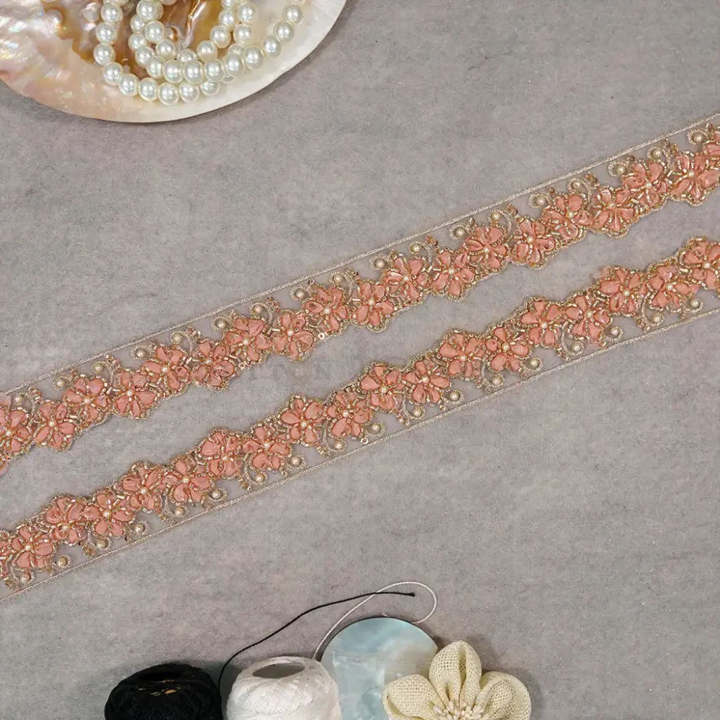 Glass Beads, Sequence Lace In Organza Fabric