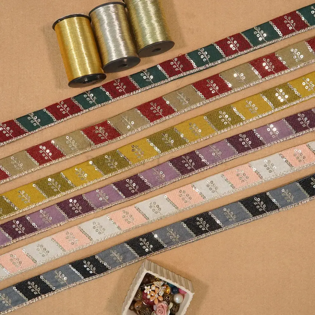 Metallic Yarn, Sequence, Embroidery Lace