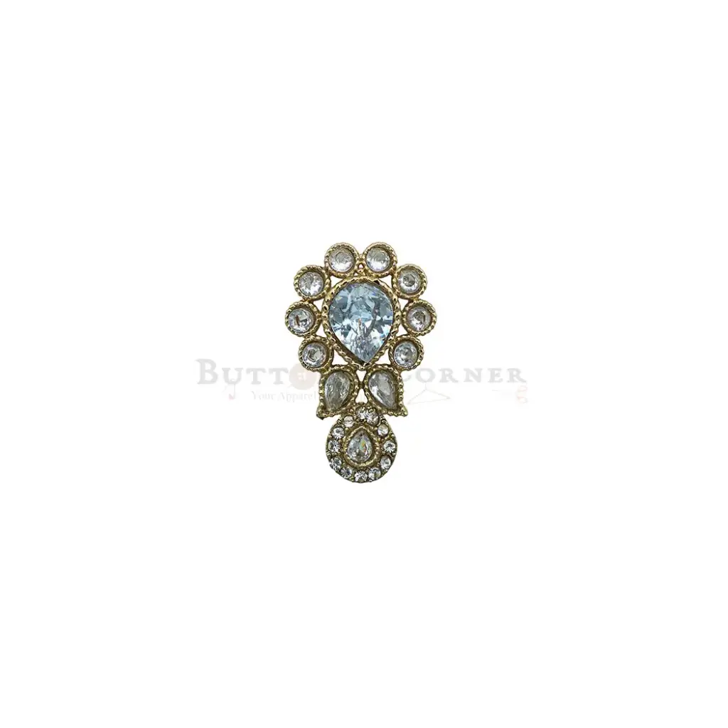 Gold Base Fancy Kundan Button