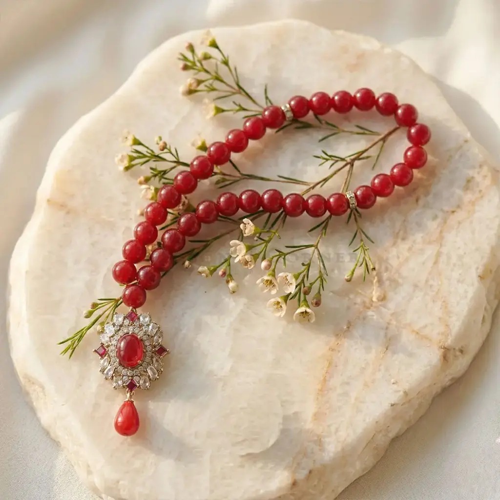8mm Red Beads Elegant Tasbih For Muslim Prayer