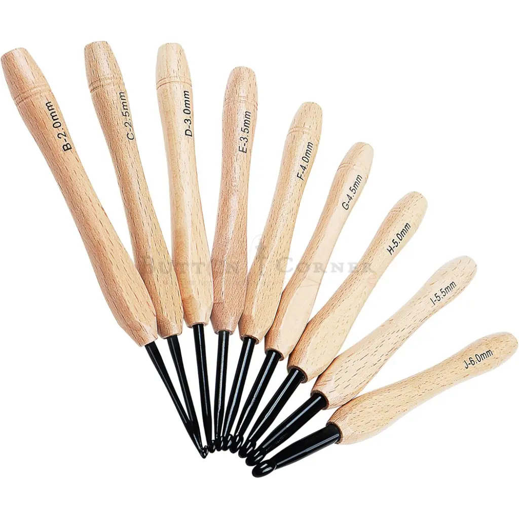 Crochet Hook Set With Wooden Handle