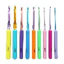 Multicoloured Crochet Hook Set In Plastic Handle