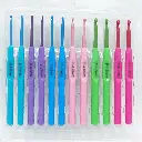 Metal Head Crochet Hook Set In Plastic Handle