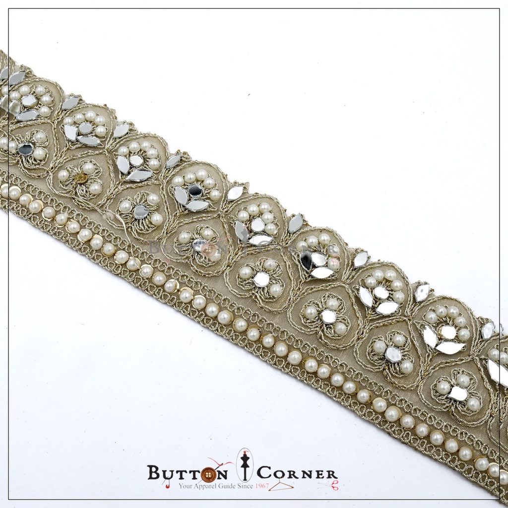 Fancy Metallic Yarn Pearl Lace