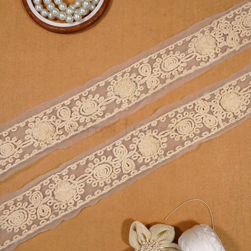 Cord Embroidered Net Lace