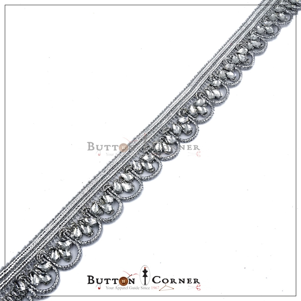Fancy Metallic Yarn Kundan Lace