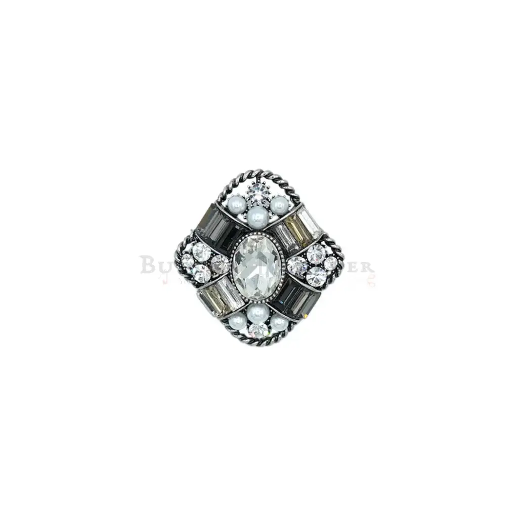 Antique Colonial Style Pearl Rhinestone Brooch