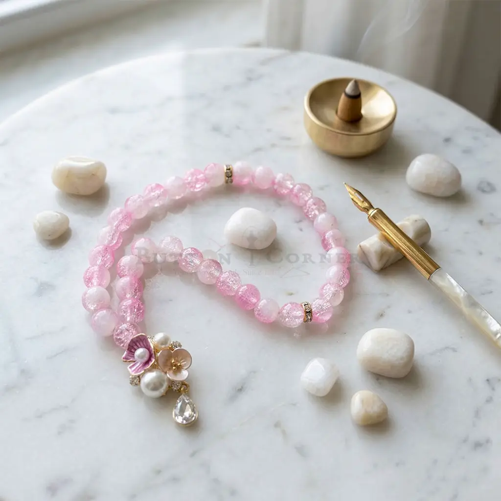 8mm Pink Snow Beads Cute Mini Prayer Tasbih