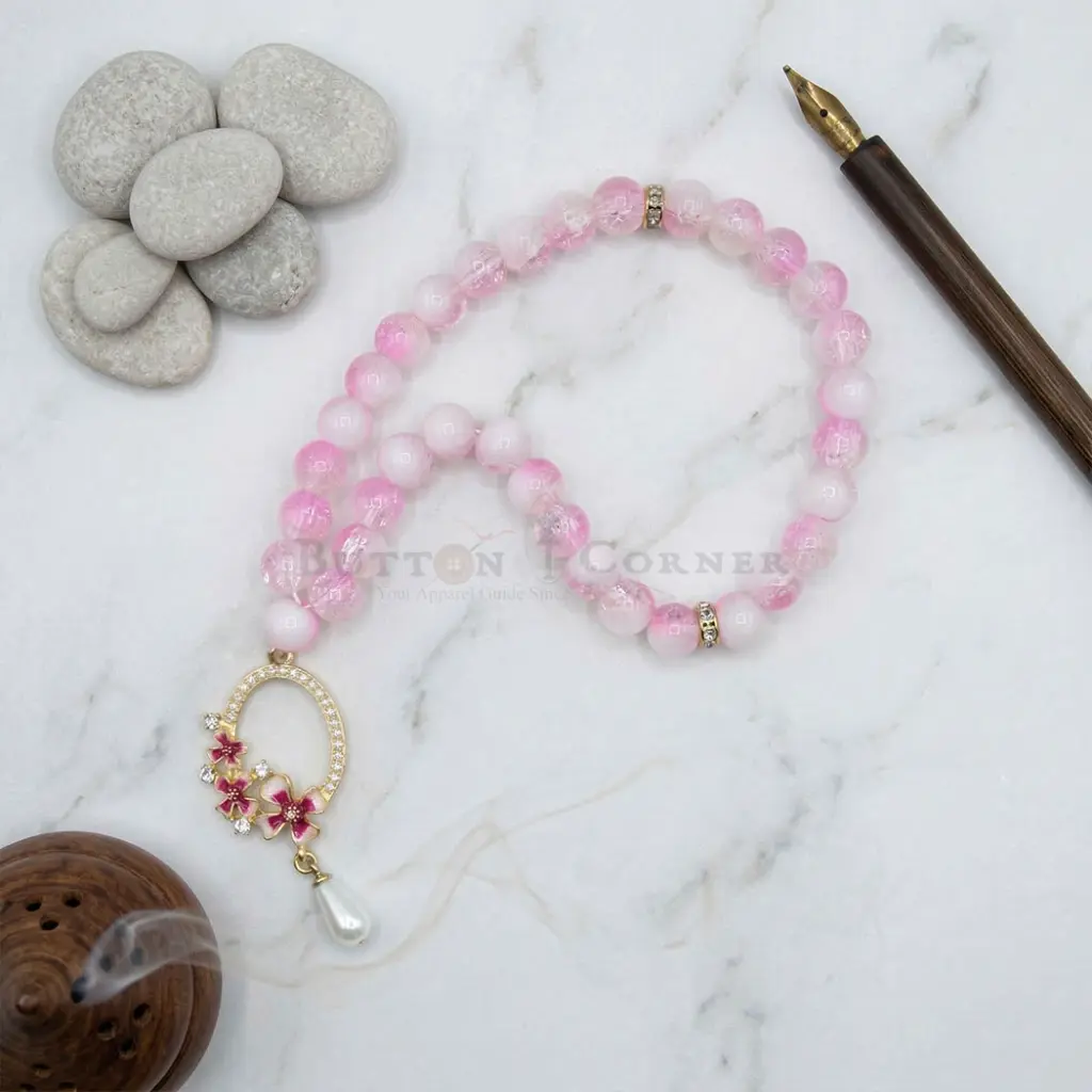 8mm Pink Snow Beads Cute Mini Prayer Tasbih
