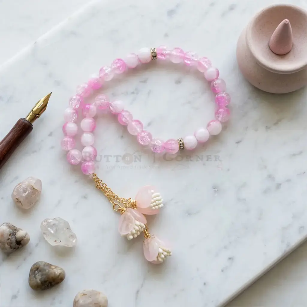 8mm Pink Snow Beads Cute Mini Prayer Tasbih