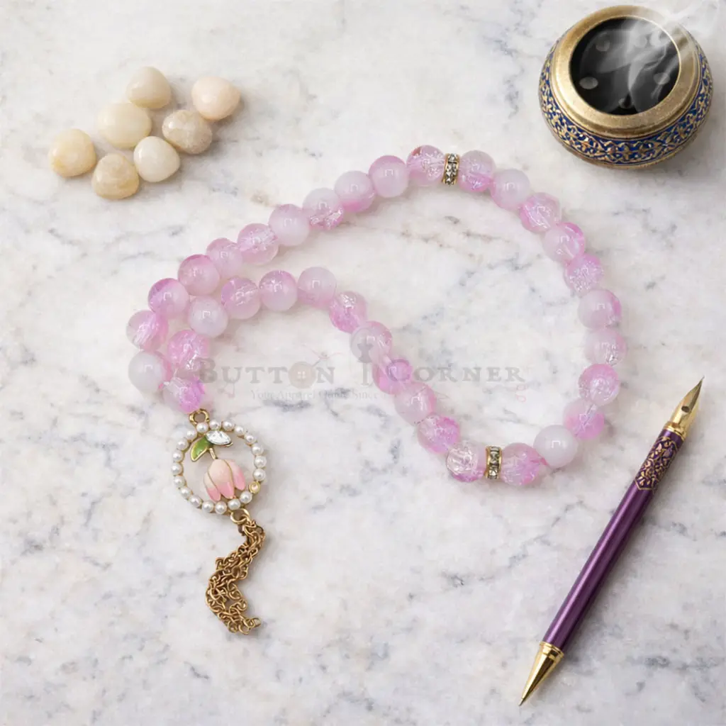 8mm Pink Snow Beads Cute Mini Prayer Tasbih