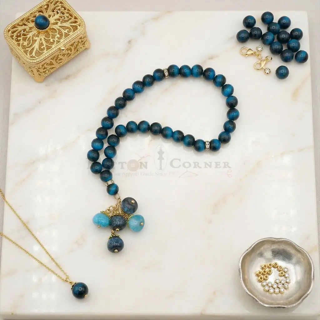 33 Blue Obsidian Beads Islamic Prayer Tasbih