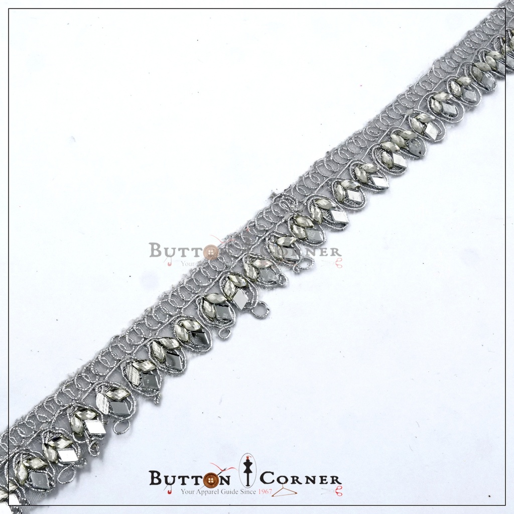 Fancy Metallic Yarn Kundan Lace