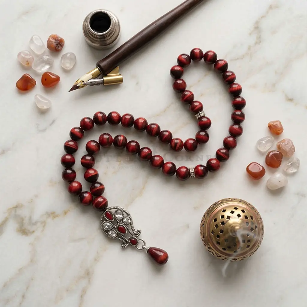 8mm Heartwood Red Modern Prayer Tasbih