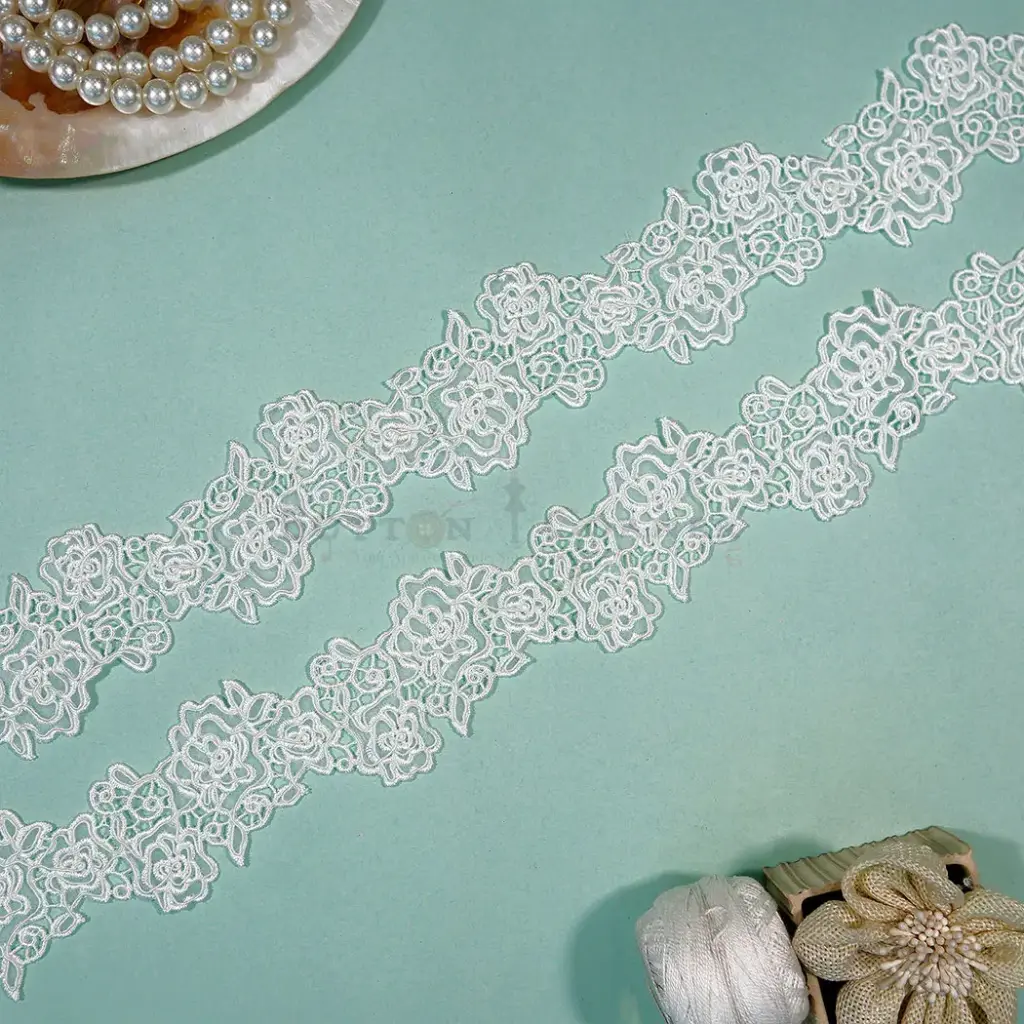 Floral Design Organza Cutwork Lace