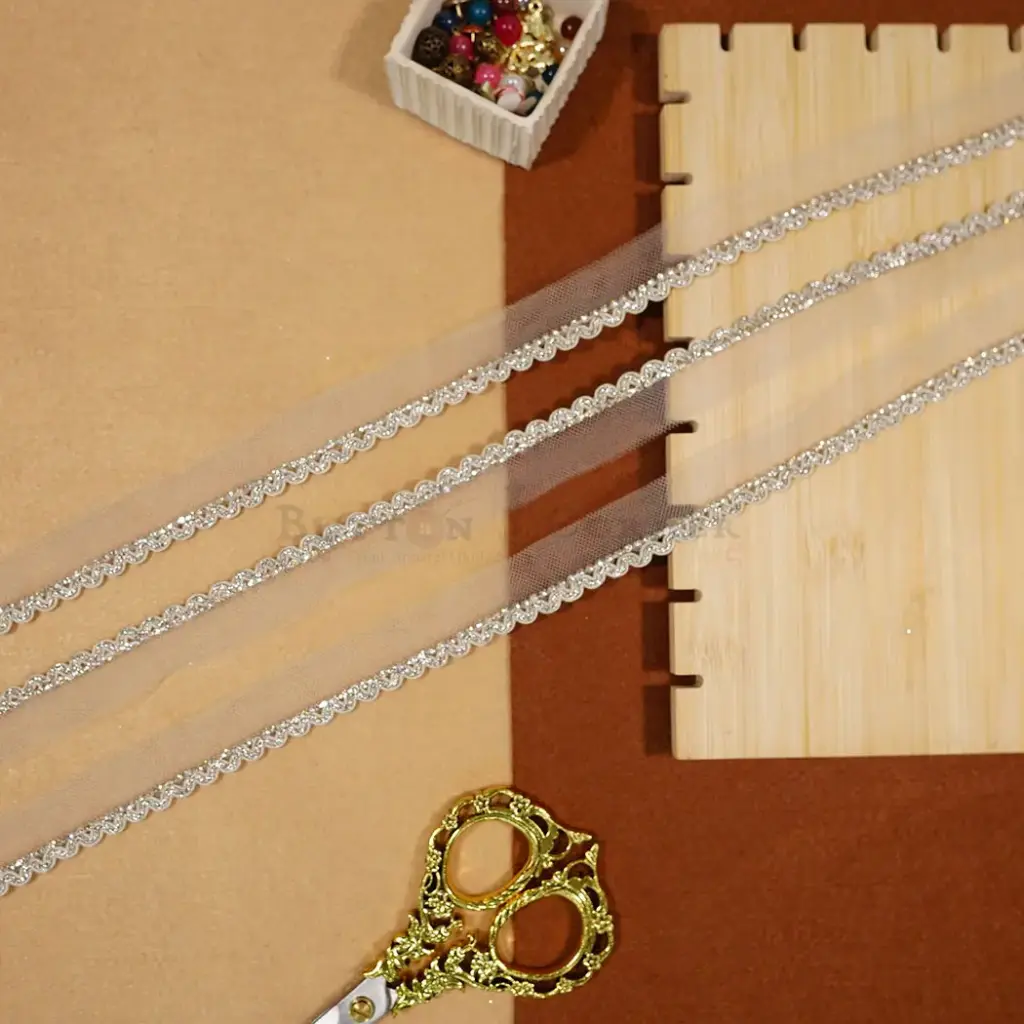 Crystal Stone In Shuttle Net Lace