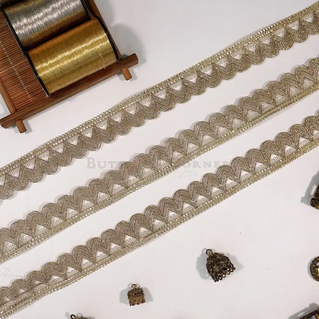 Fancy Metallic Yarn Gota Lace