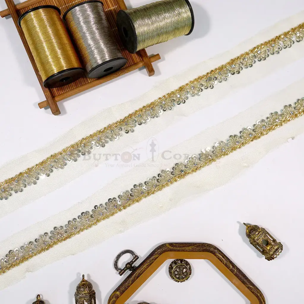 Fancy Glass Beads, Sequence, Dabka Lace