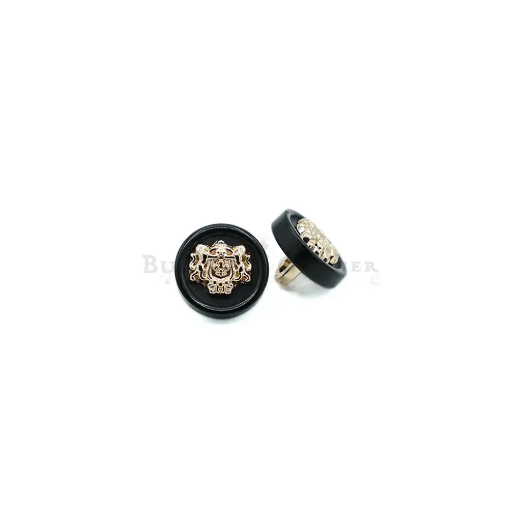 Gold-Plated Coat of Arms Shield Metal Button in Two Parts