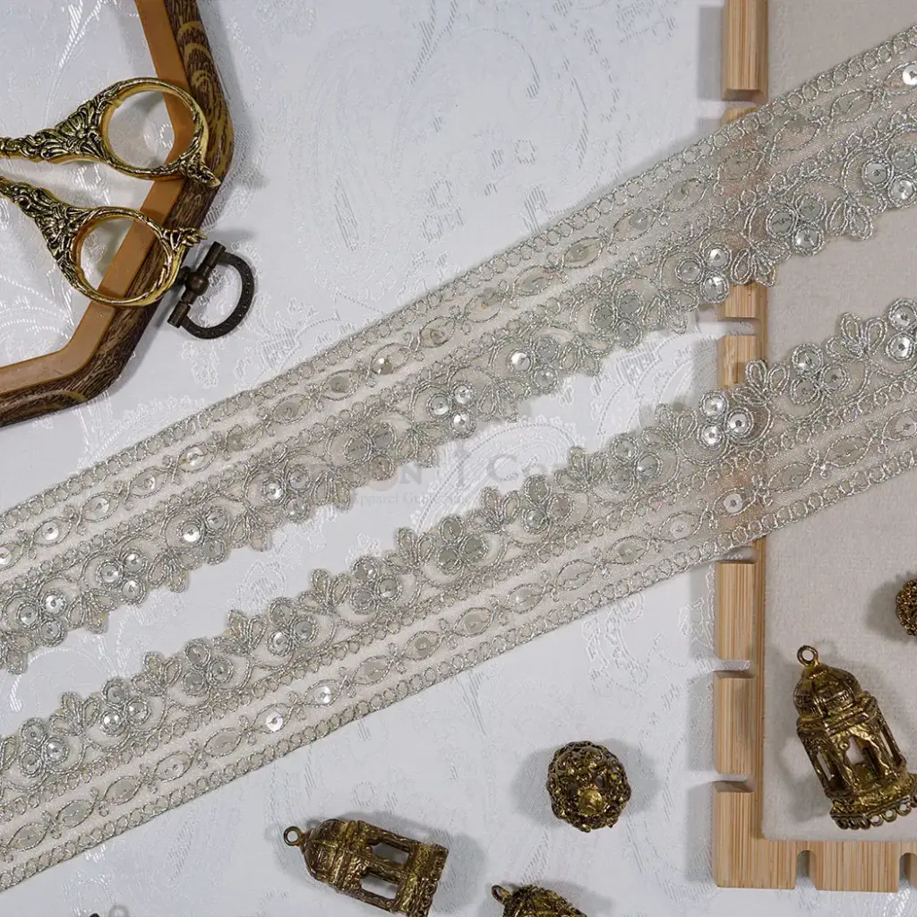 Fancy Metallic Yarn Sequence Lace