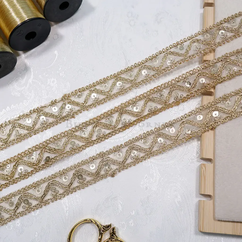 Fancy Metallic Yarn Sequence Lace