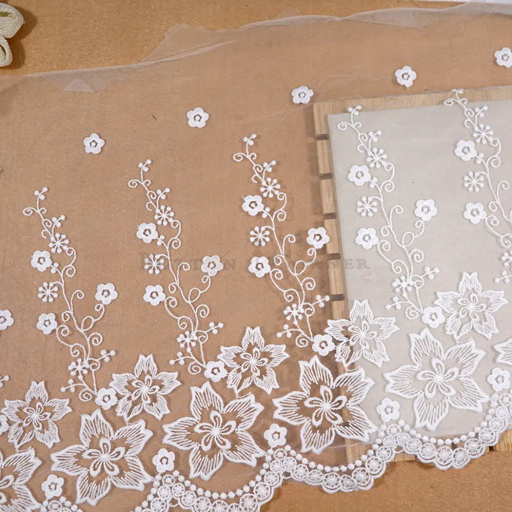 One Side Border Floral Net Lace