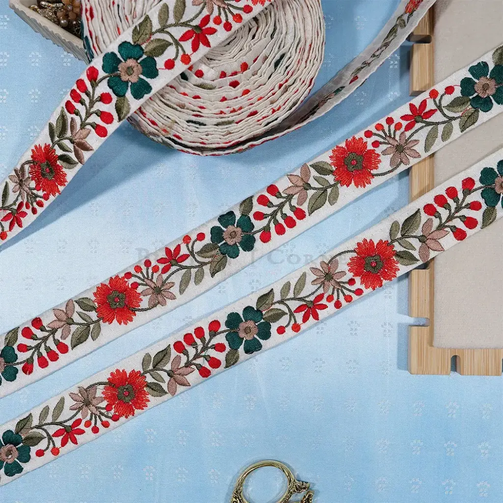 Floral Style Multicolour Embroidery Lace