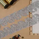 Metallic Yarn, Glass Beads, Net Lace