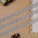 Metallic Yarn Glass Beads Sequence Net Lace