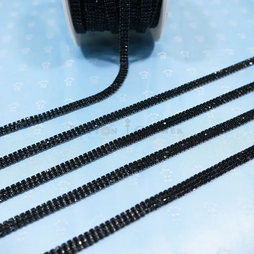 Crystal Three Row Metal Fancy Chain