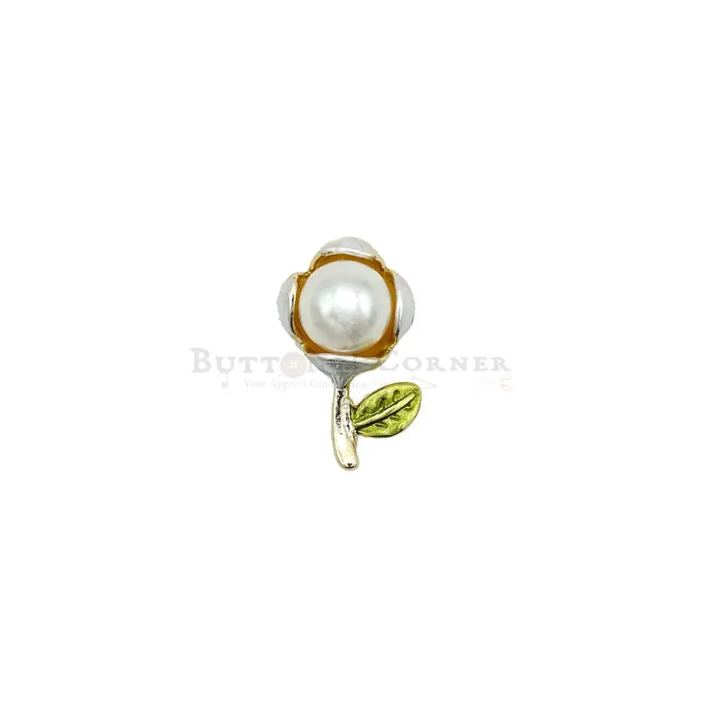 Feminine Aesthetic Rose-Themed Gold Plated Button