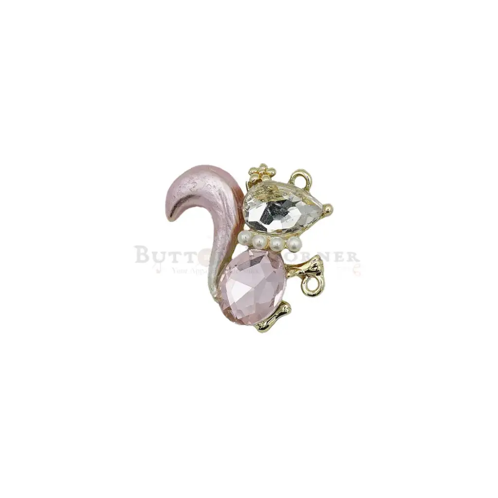 Tail Design Pearl, Crystal Rhinestone Fancy Button