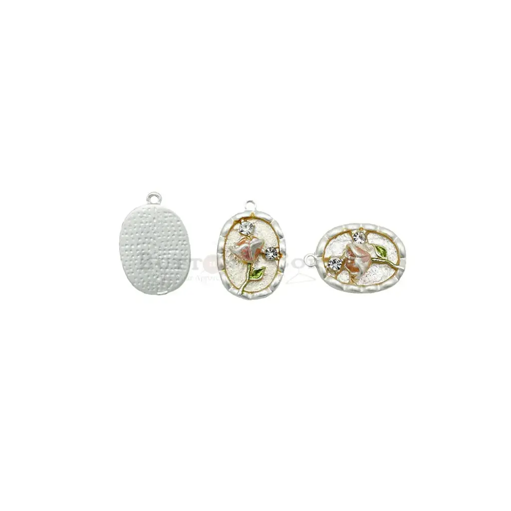 Micropraved CZ Enamel Art Frame Flower Pendant