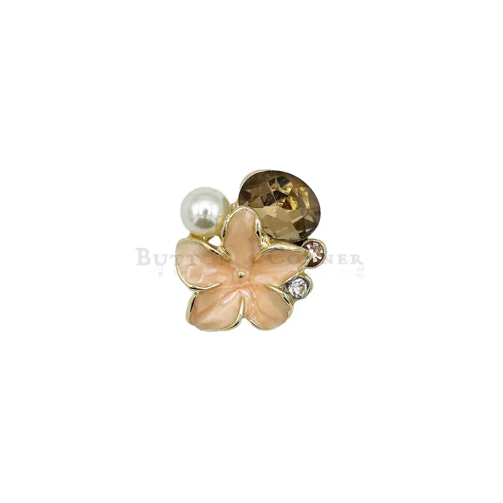 Floral Design Pearl Crystal Flower Pendant