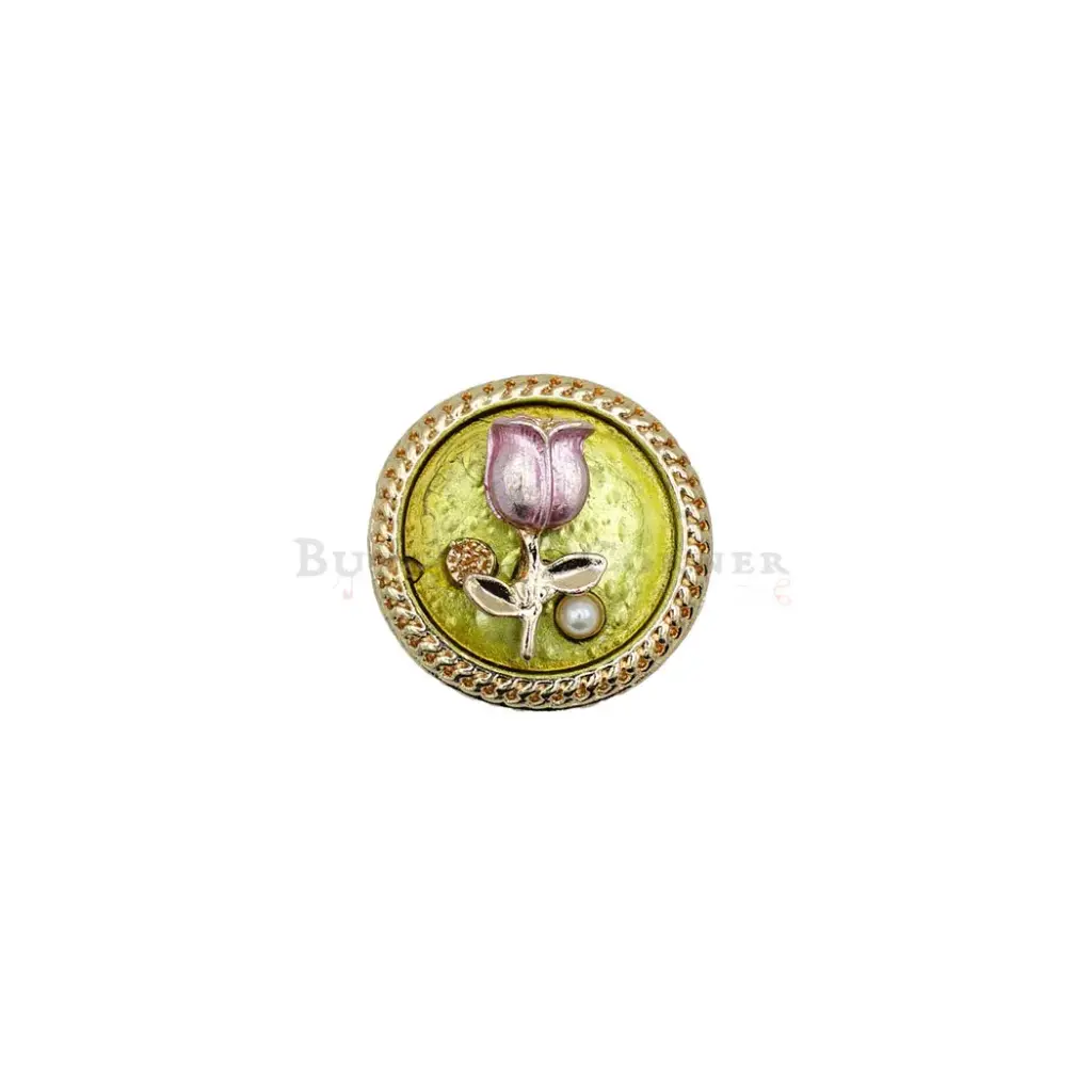 Tulip Design Border Chain Rim Circular Pendant