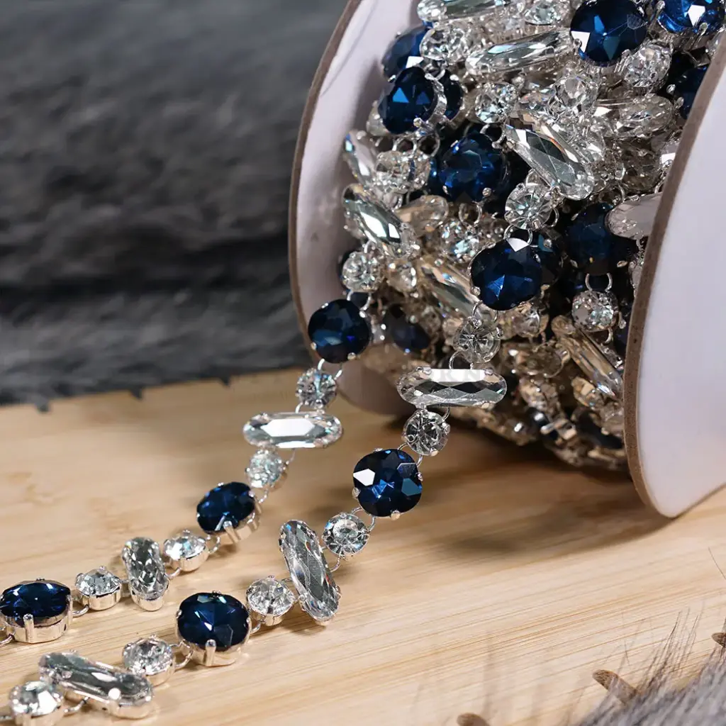 Mixed Shape Crystal Rhinestone Alloy Cup Chain