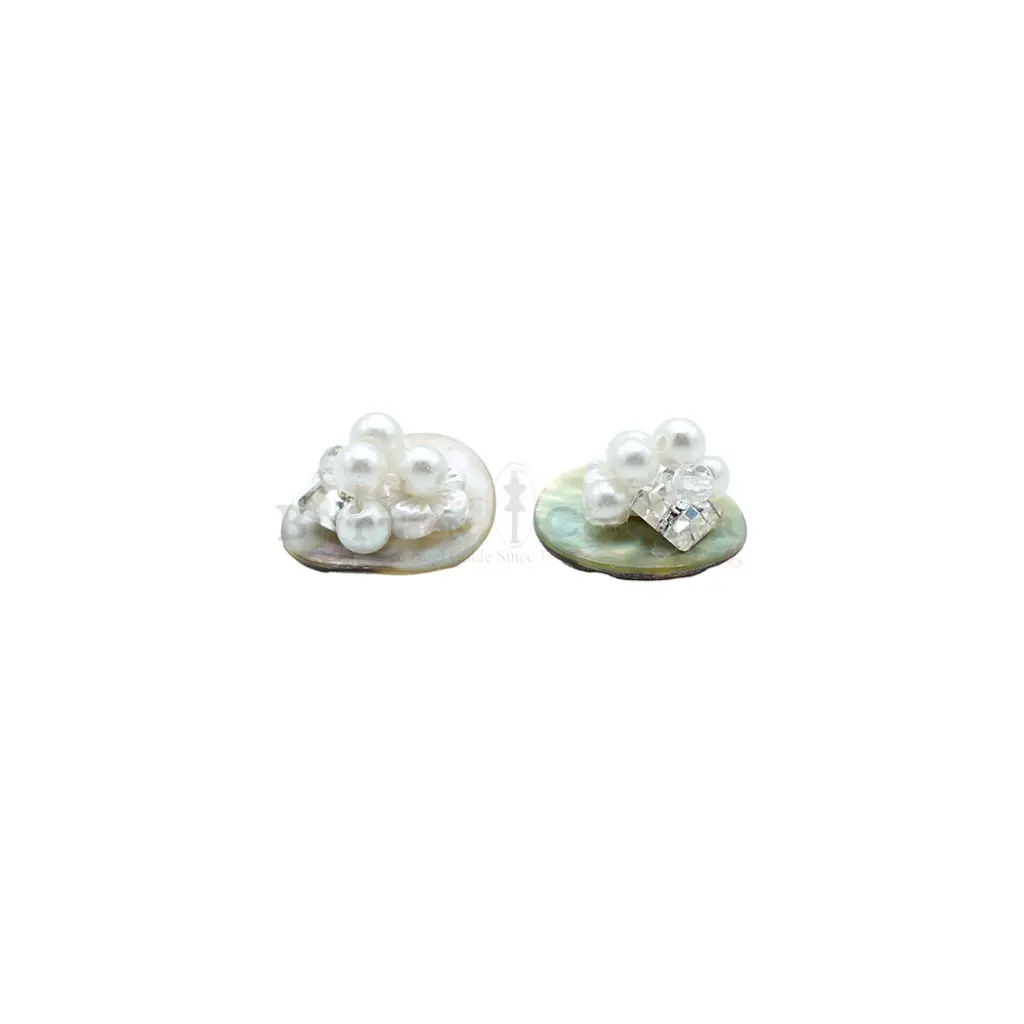 Beaded Cluster-Style Jewelled Shell Button