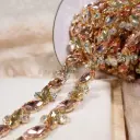 Gold Base Marquise Cut Crystal Rhinestone Chain