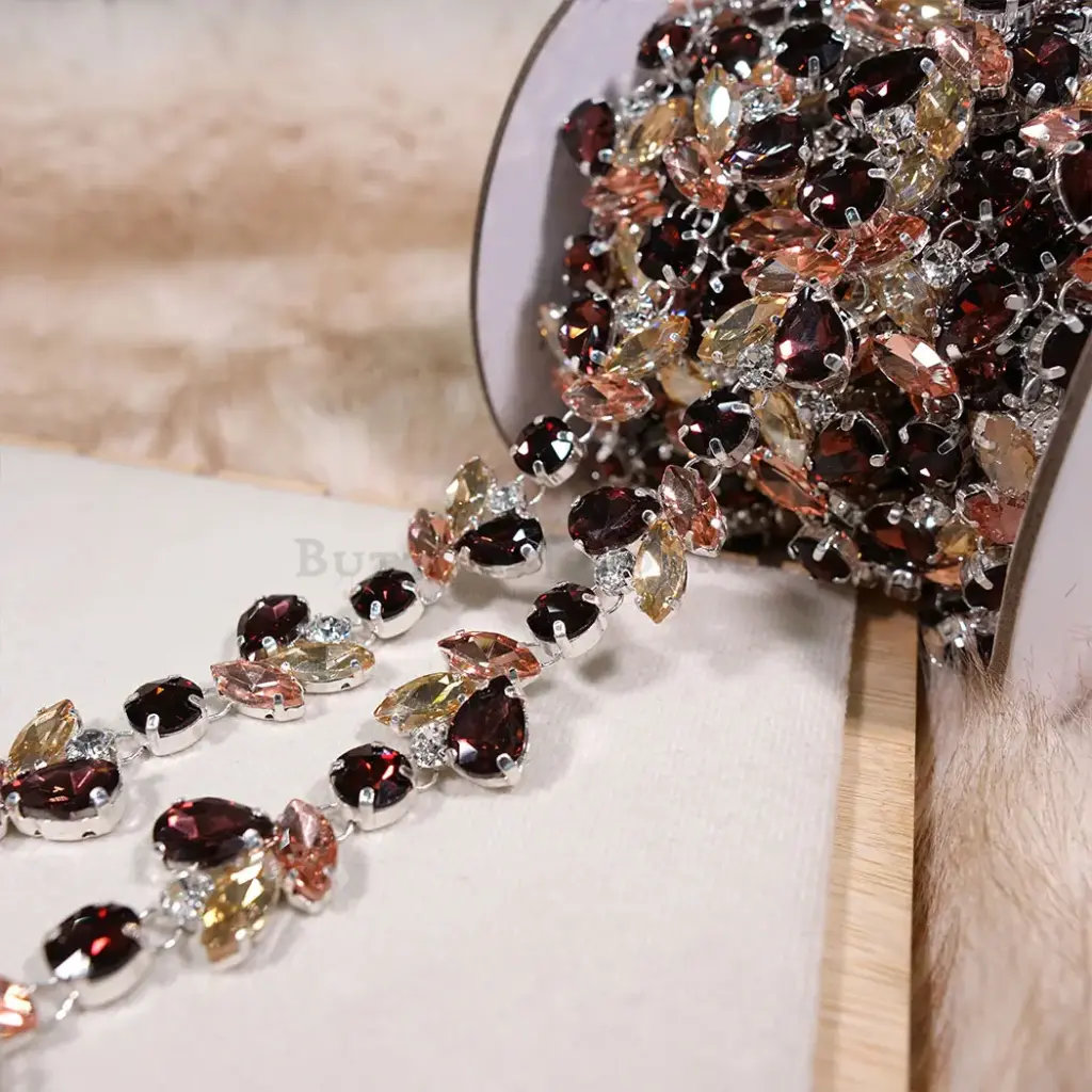 Nontoxic White Base Marquise Crystal Vine Chain