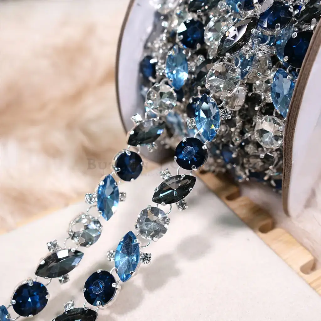 Marquise and Round Link Rhinestone Chain