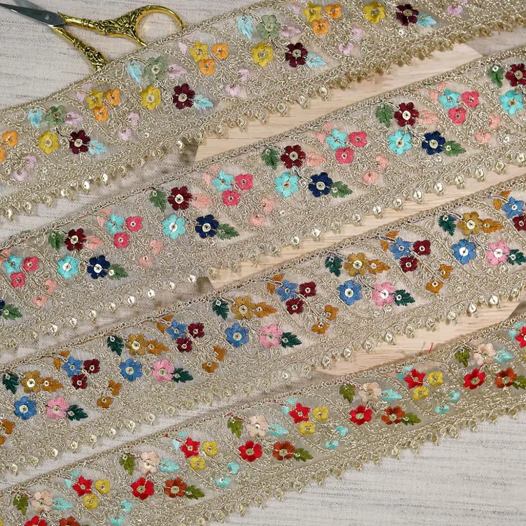Fancy Metallic Yarn Sequence Lace