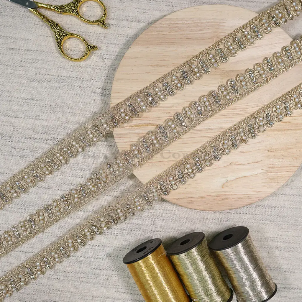 Pearl, Crystal Rhinestone, Metallic Yarn, Fancy Lace 