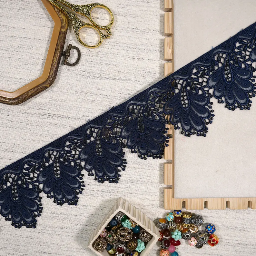 Blossom Design Embroidery Thread Net Lace