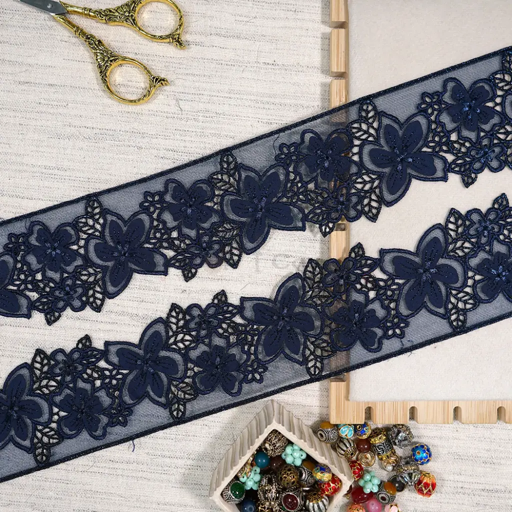 Blossom Design Embroidery Thread Net Lace