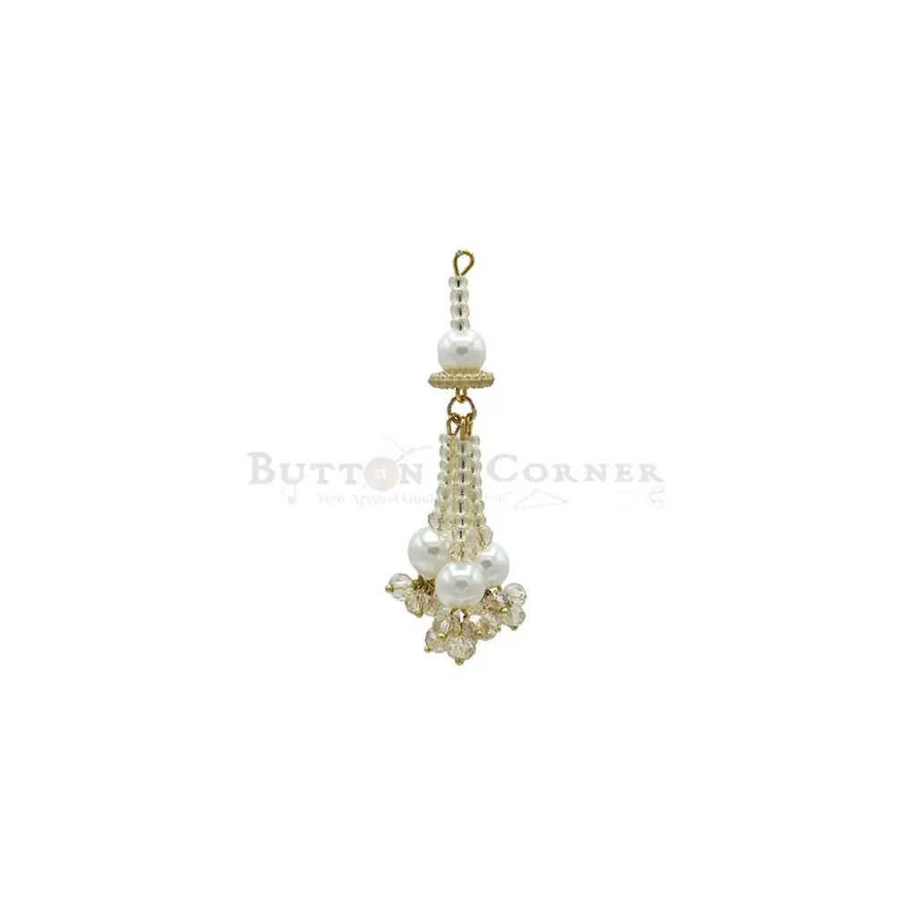 Crown Capped, Glass Beads, Pearl, Tassel