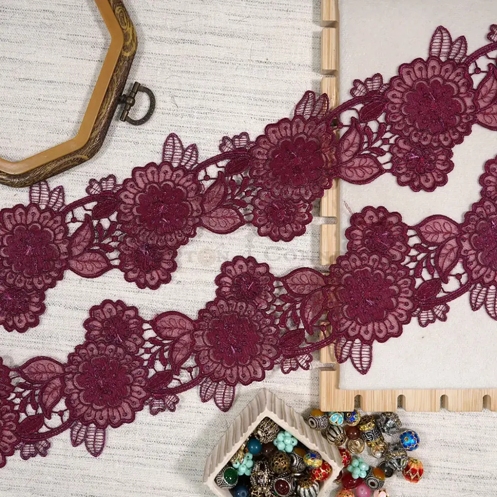Blosoom Design Embroidery Thread Net Lace